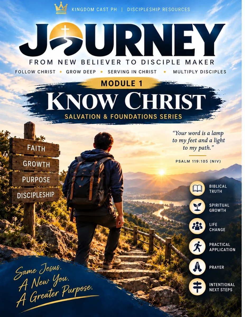 JOURNEY Module 1 cover artwork, titled Know Christ, Salvation and Foundations Series